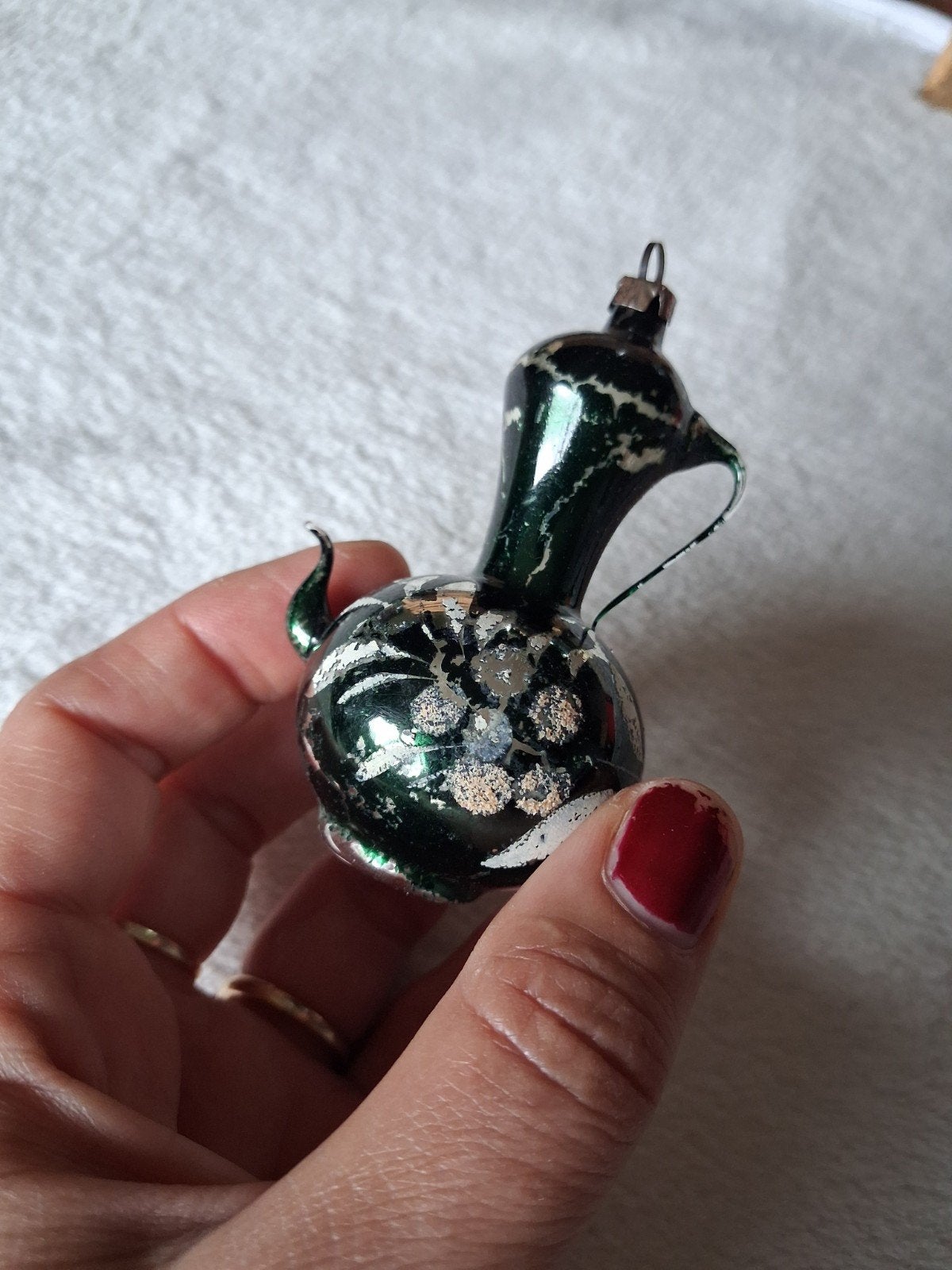 oude Kerstbal Karaf/Kan Groen Glas, Diversen, Kerst, Ophalen of Verzenden, Gebruikt