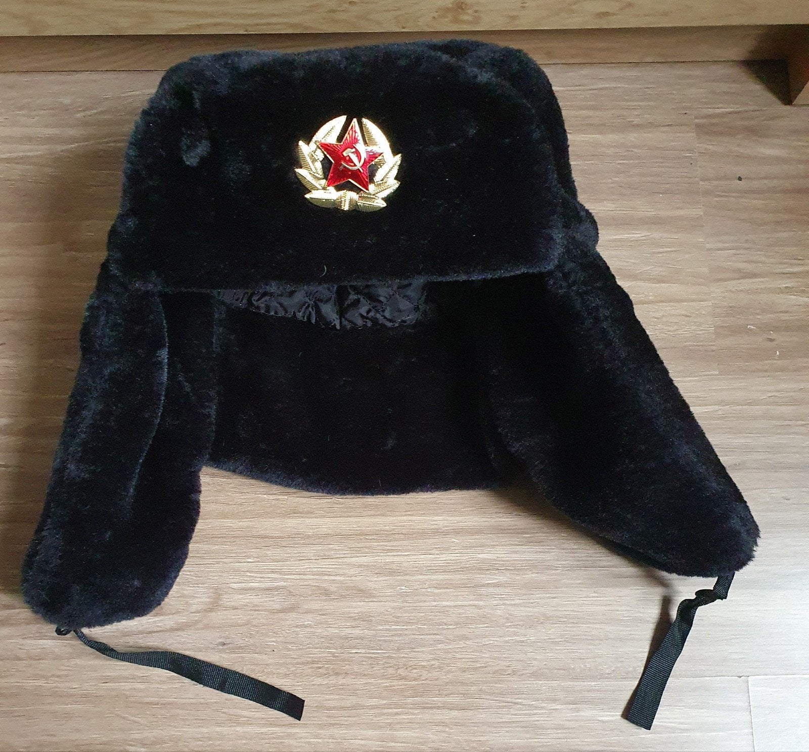 Zwarte Uschanka Bontmuts met Sovjet-badge - Maat 61, Kleding | Heren, 60 cm (XL, 7½ inch) of meer, Onbekend, Hoed, Ophalen of Verzenden