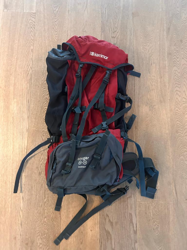 Karrimor Cougar 60-75 Trekking Rugzak - Rood/Zwart, Overige merken, Gebruikt, 25 tot 40 cm, Ophalen of Verzenden