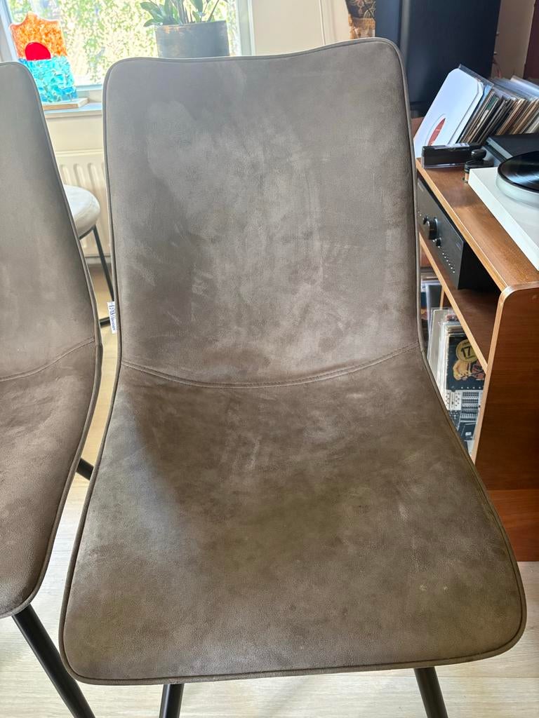 Set van 3 comfortabele eetkamerstoelen - Taupe, Ophalen, Gebruikt, Twee, Overige kleuren