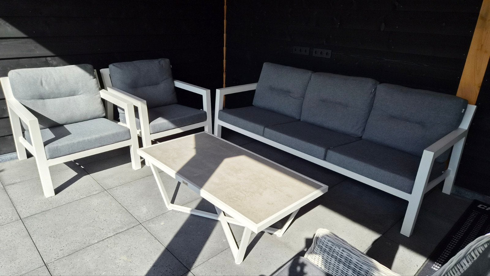 Hartman loungeset -> 3 pers bank, 2 stoelen en tafel, Tuin en Terras, Tuinsets en Loungesets, Ophalen, 5 zitplaatsen, Aluminium
