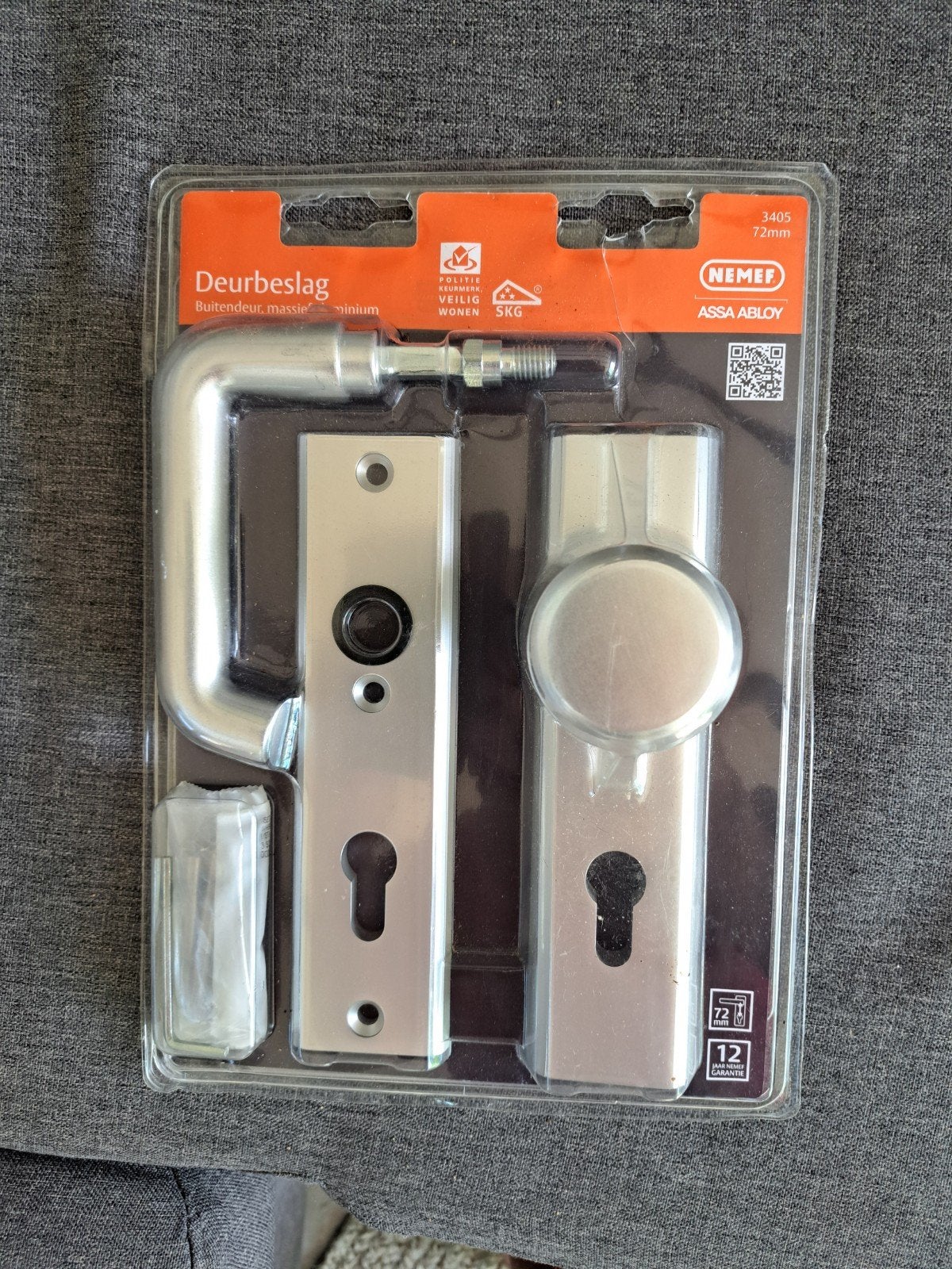 Nemef Veiligheidsbeslag Buitendeur Aluminium 72mm SKG, Ophalen of Verzenden, Nieuw, Overige materialen, Klink of Kruk