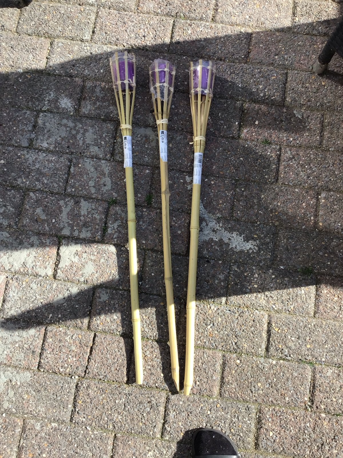 3 Bamboe Tuinfakkels - Paars met kaars, Ophalen of Verzenden, Nieuw