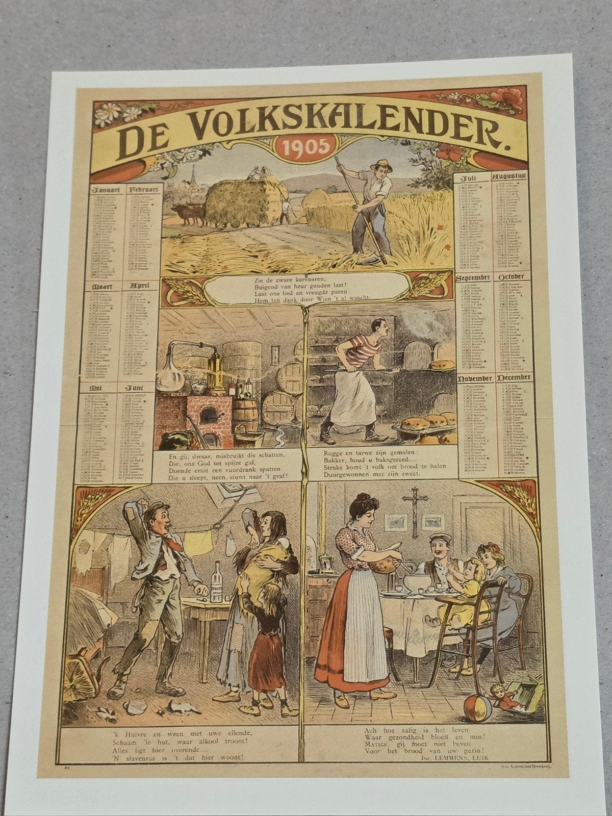 De Volkskalender 1905 - Nationaal Jenevermuseum Hasselt, Ophalen of Verzenden, Voor 1920, Buitenland, Knipsel(s)