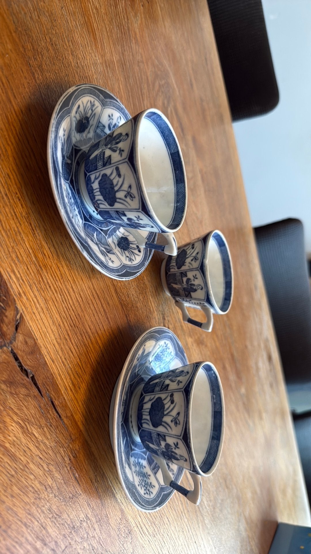 Antiek Mosa Lange Lijs servies – 4x kop & schotel + extra, Ophalen