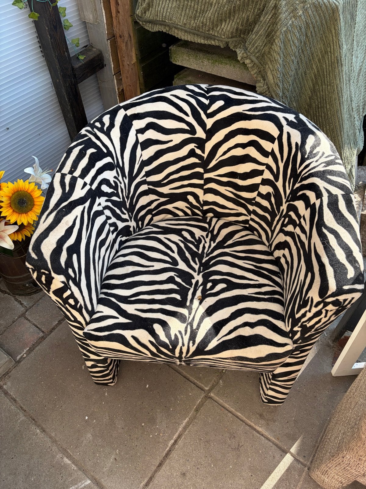 Zebraprint Fauteuil - Unieke Blikvanger voor uw Interieur, Ophalen, Gebruikt, Minder dan 75 cm, Stof