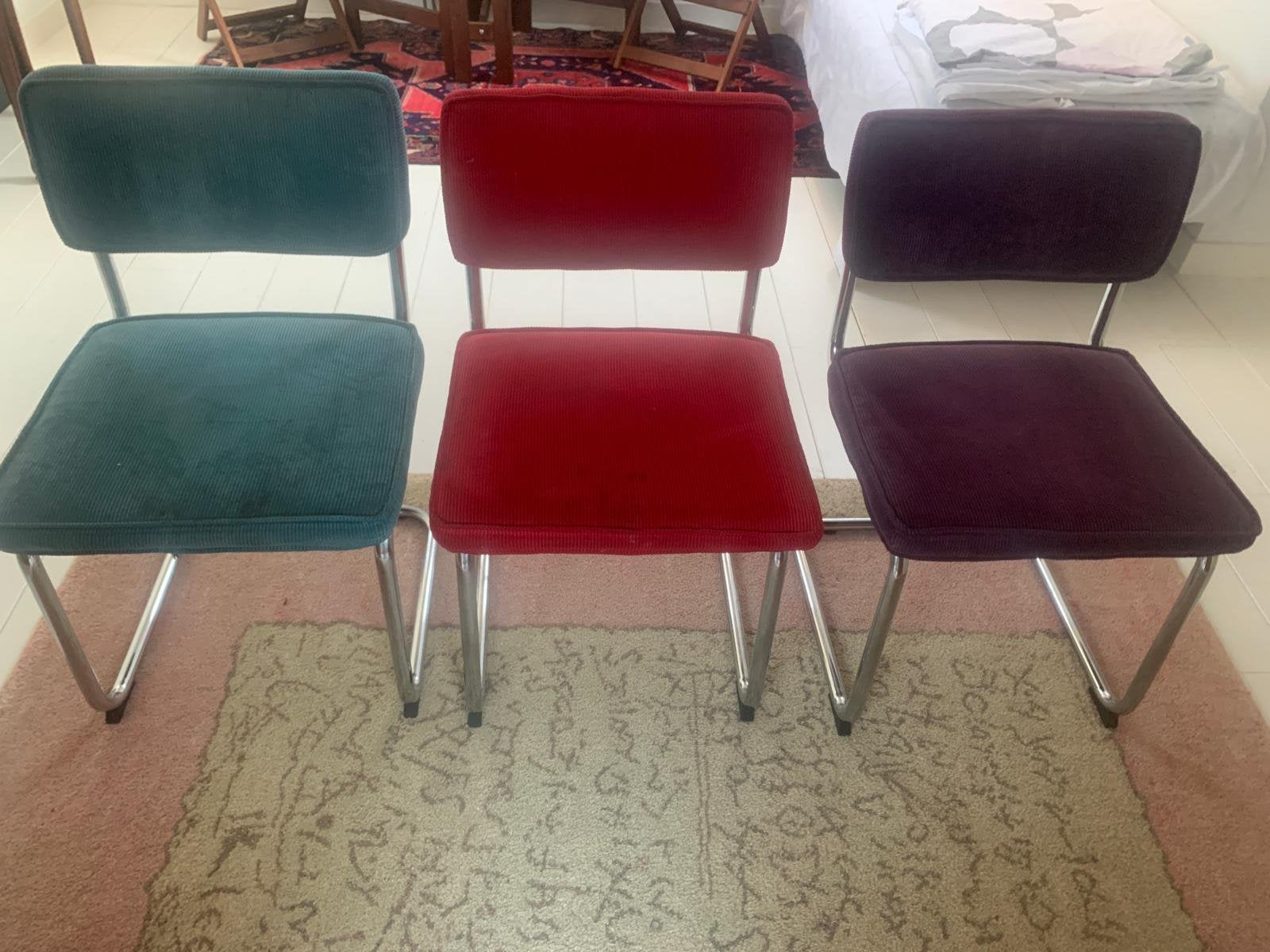 Set van 3 vintage stoelen - diverse kleuren, Ophalen of Verzenden