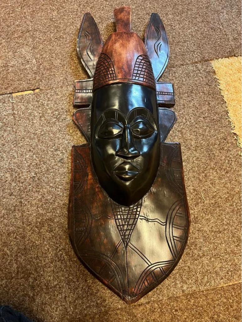 Vintage Afrikaans handgemaakt masker/handcrafted Ghana hout, Ophalen of Verzenden
