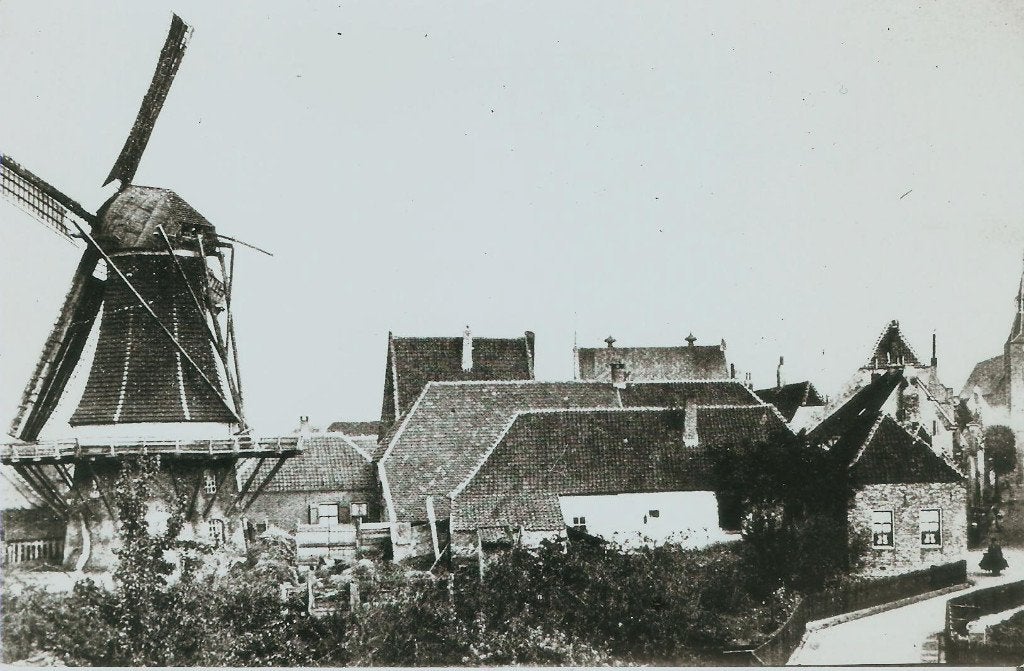Hattem molen kerk repro ca. 1975, Verzamelen, Ophalen of Verzenden, 1960 tot 1980, Ongelopen, Gelderland