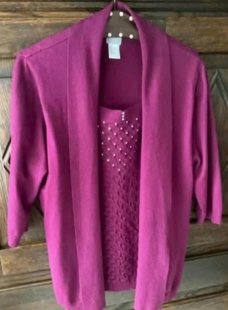 Paars vest met top eraan vast, pailletjes; 44; Fair Lady, Ophalen of Verzenden, Zo goed als nieuw, Maat 42/44 (L), Paars
