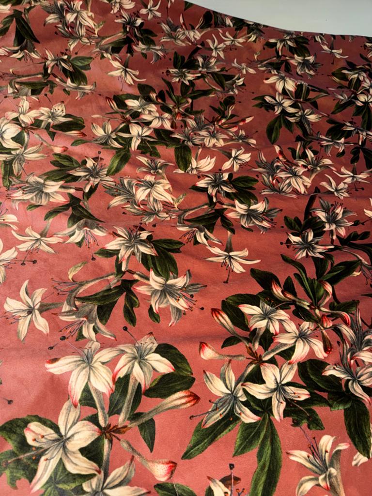 Fluwelen stof met bloemenprint bed sprei - zalm kleur, Overige kleuren, Ophalen of Verzenden, Deken of Dekbed, Nieuw