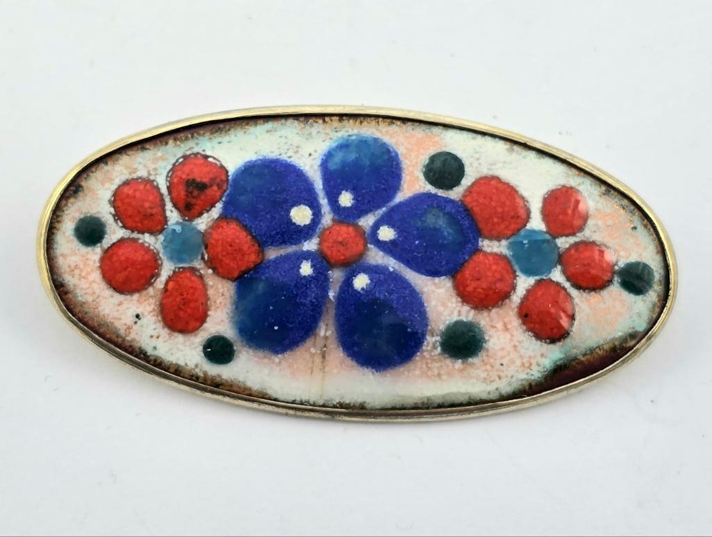Emaille Bloem Broche (joop Schilt), Sieraden, Tassen en Uiterlijk, Broches, Overige materialen, Verzenden, ., Zo goed als nieuw