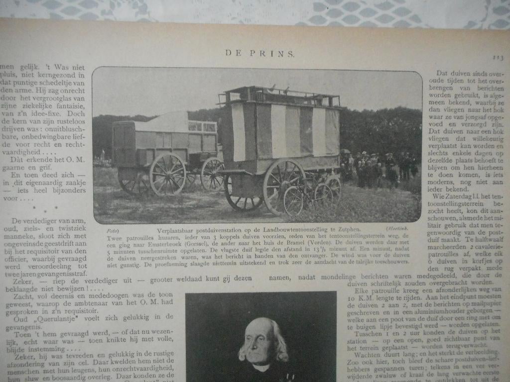 Zutphen. Duiven. Verplaatsbaar postduivenstation. 1905., Ophalen of Verzenden, Voor 1920, Nederland, Knipsel(s)