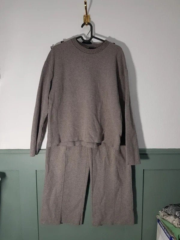 Zara Knit Co-ord Set (Trui & Broek) - Maat M, Maat 38/40 (M), Fashiontiek, Bruin, Zara