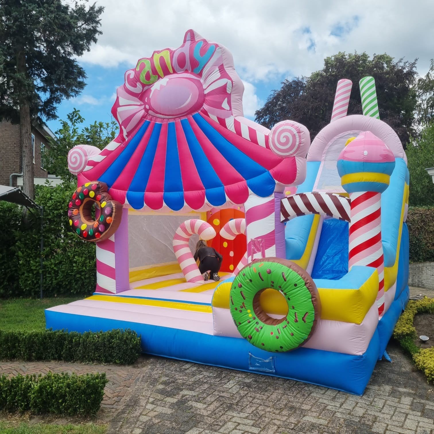 Springkussen 'Candy' te huur, huren., Ophalen of Verzenden, Zo goed als nieuw, Overige