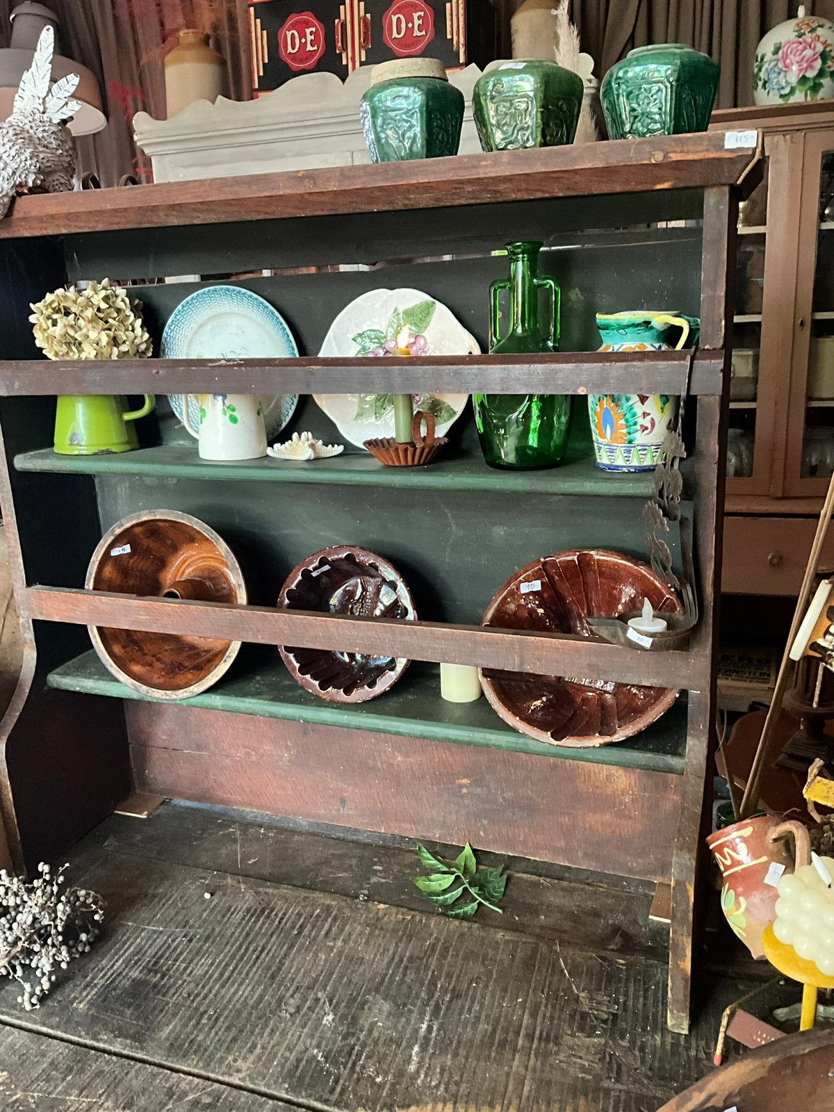 Houten bordenrek hout en groen, Ophalen