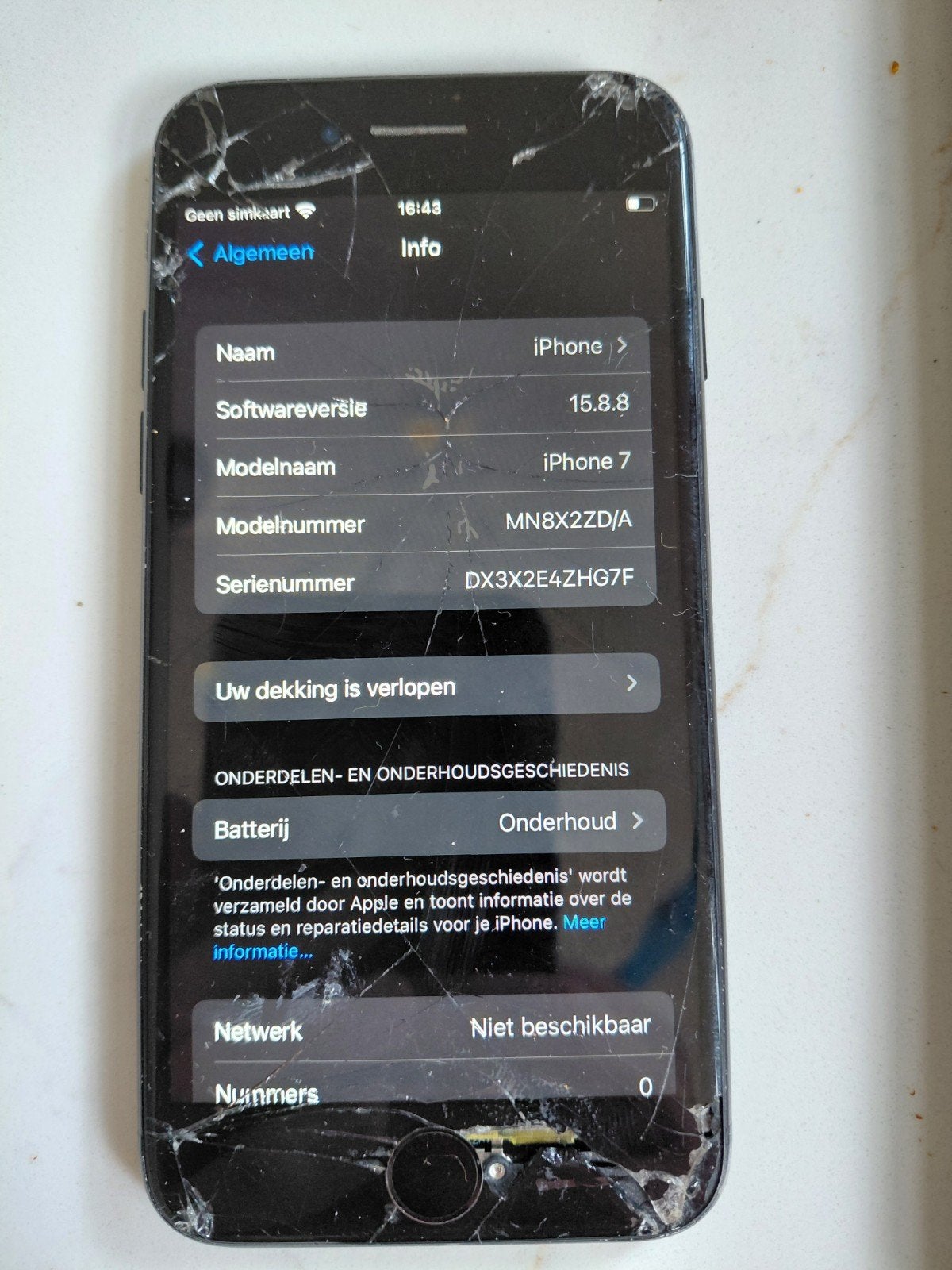 iPhone 7 - Gebarsten scherm, voor onderdelen, Zwart, 32 GB, Ophalen of Verzenden, Zonder simlock