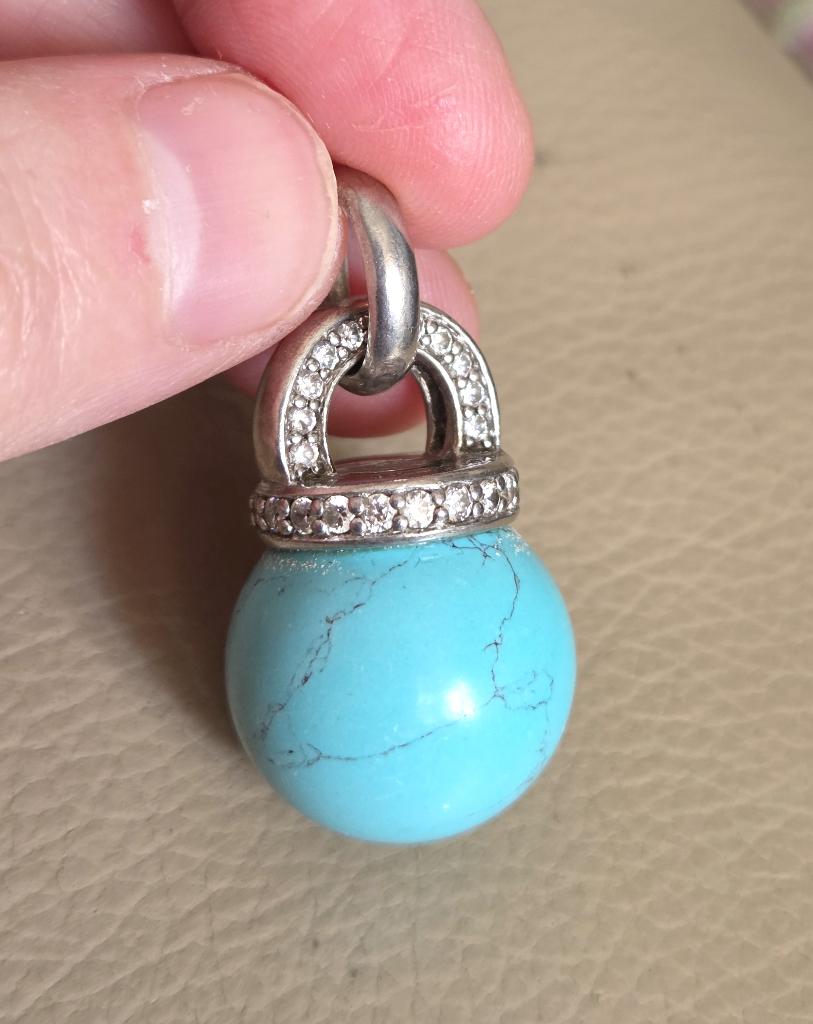 TI SENTO zilveren (925) hanger met mooie BLAUWE BAL hanger, Ophalen, Met edelsteen, Zo goed als nieuw, Zilver