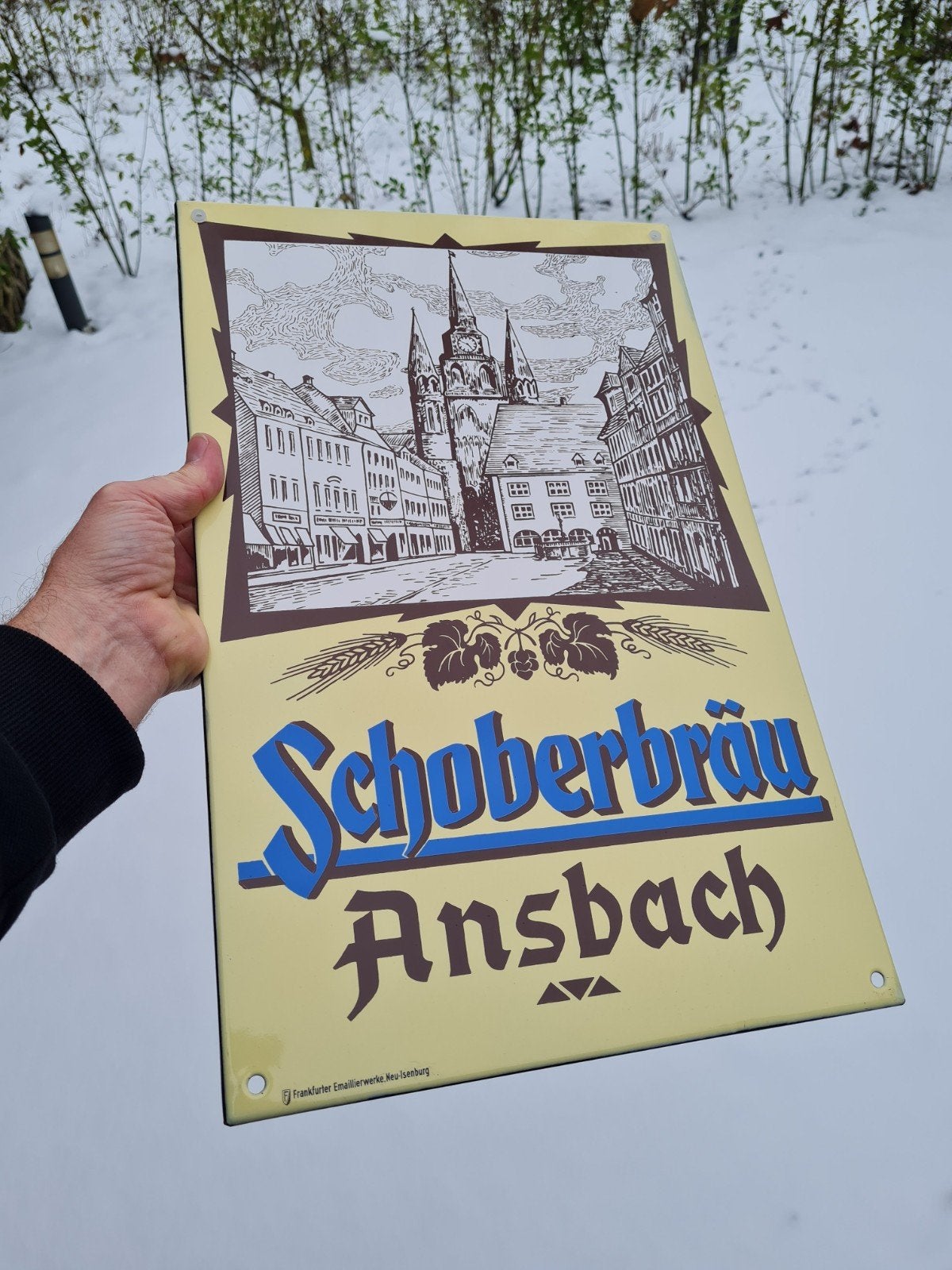 schoberbrau emaille bord duits, Ophalen of Verzenden, Gebruikt, Reclamebord