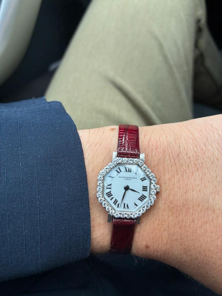 Vacheron & Constantin diamanten dameshorloge ‘80, Overige merken, Leer, Polshorloge, Ophalen of Verzenden