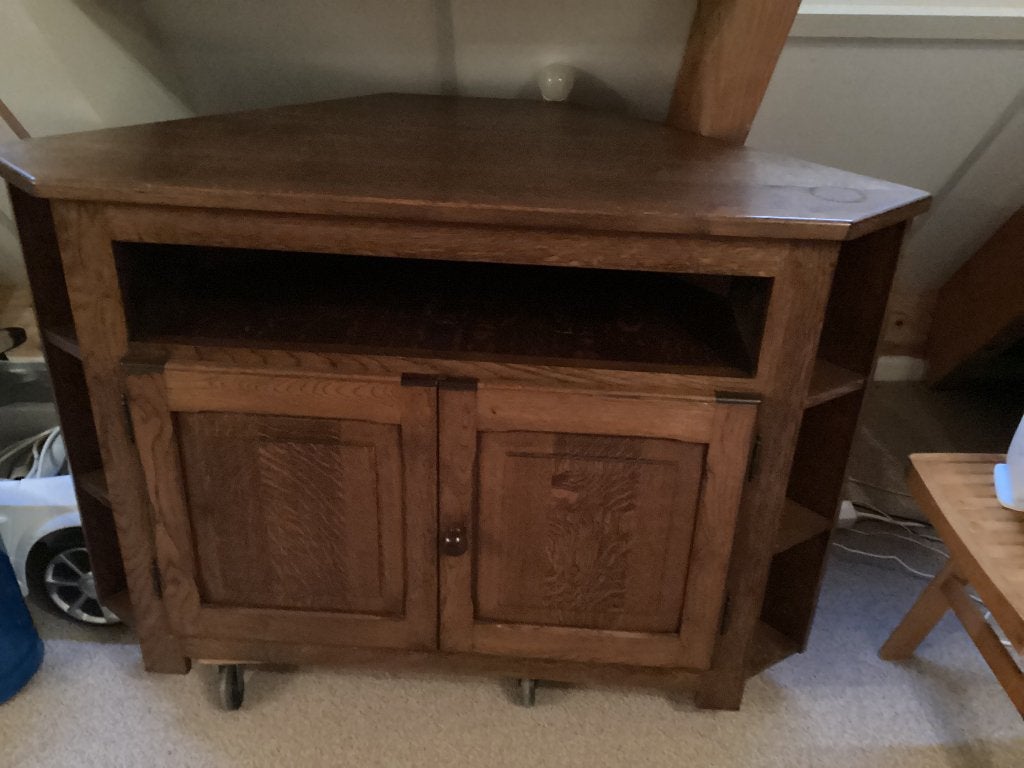 Hoek kast eiken, Ophalen, Met plank(en), Gebruikt, 100 tot 150 cm