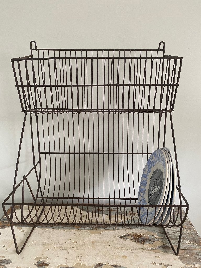 Brocante: draadijzeren borden rekje keukenrekje rek, Ophalen of Verzenden