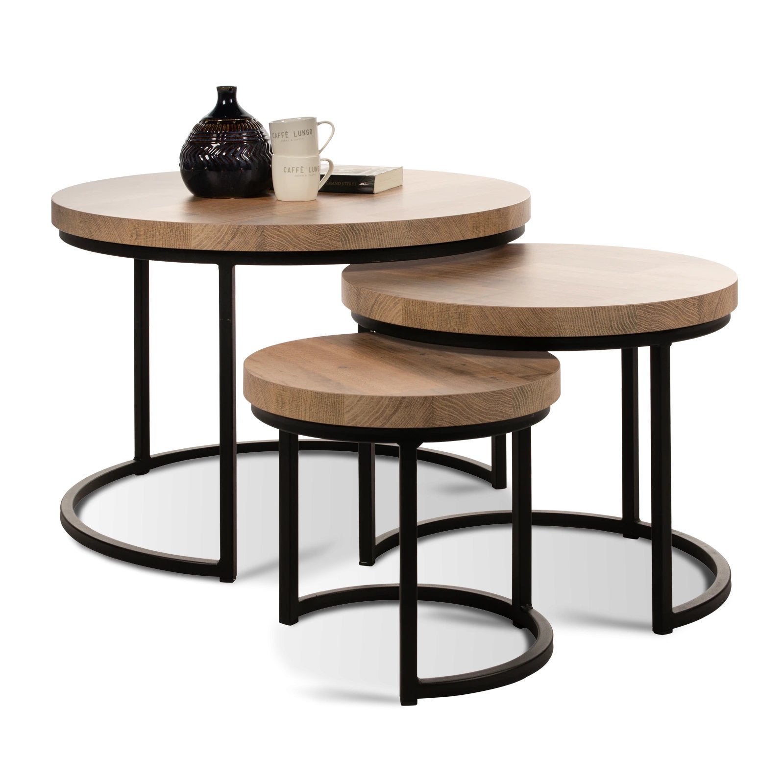1 stuk Bijzettafel Hugo - Lamulux Old Teak, Ophalen of Verzenden, Zo goed als nieuw, Rond, 50 tot 100 cm