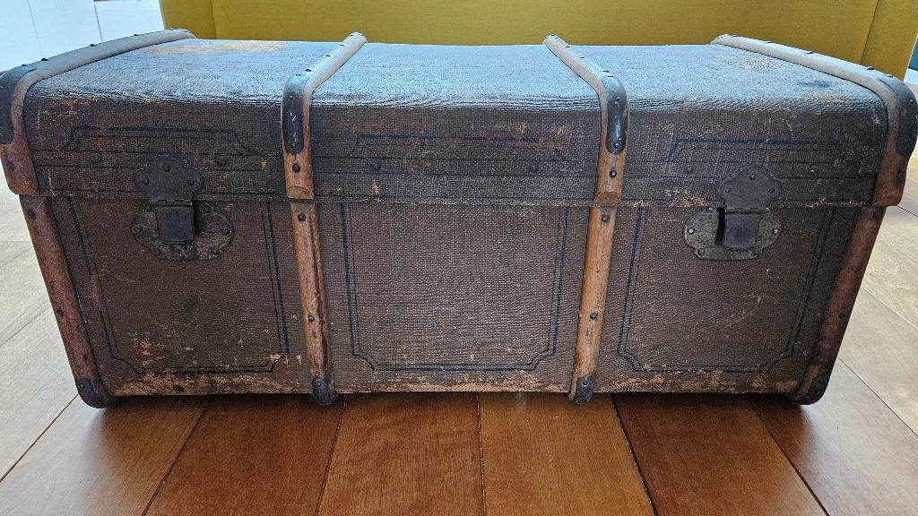 Antieke dekenkist - bagagekist - scheepskist - hutkoffer, Ophalen, Gebruikt