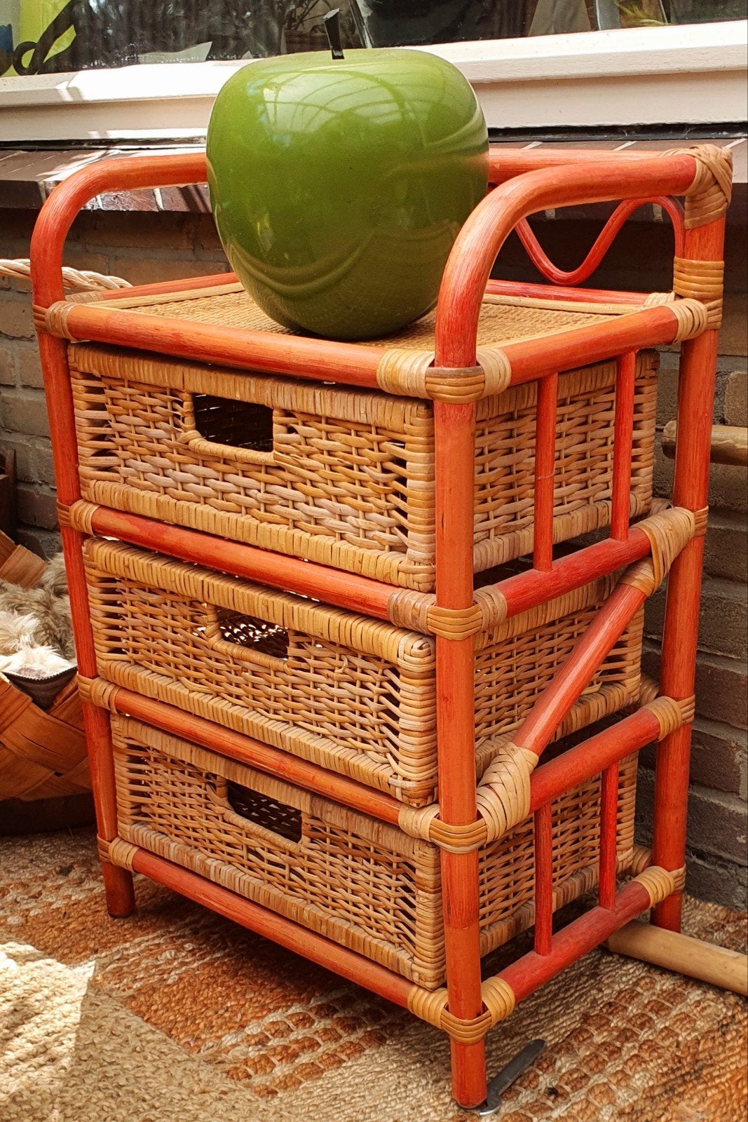 Ladekast vintage 3 lades nieuwstaat altijd binnen gestaan, Huis en Inrichting, 3 of 4 laden, Ophalen, Zo goed als nieuw, Bamboe riet bohemian