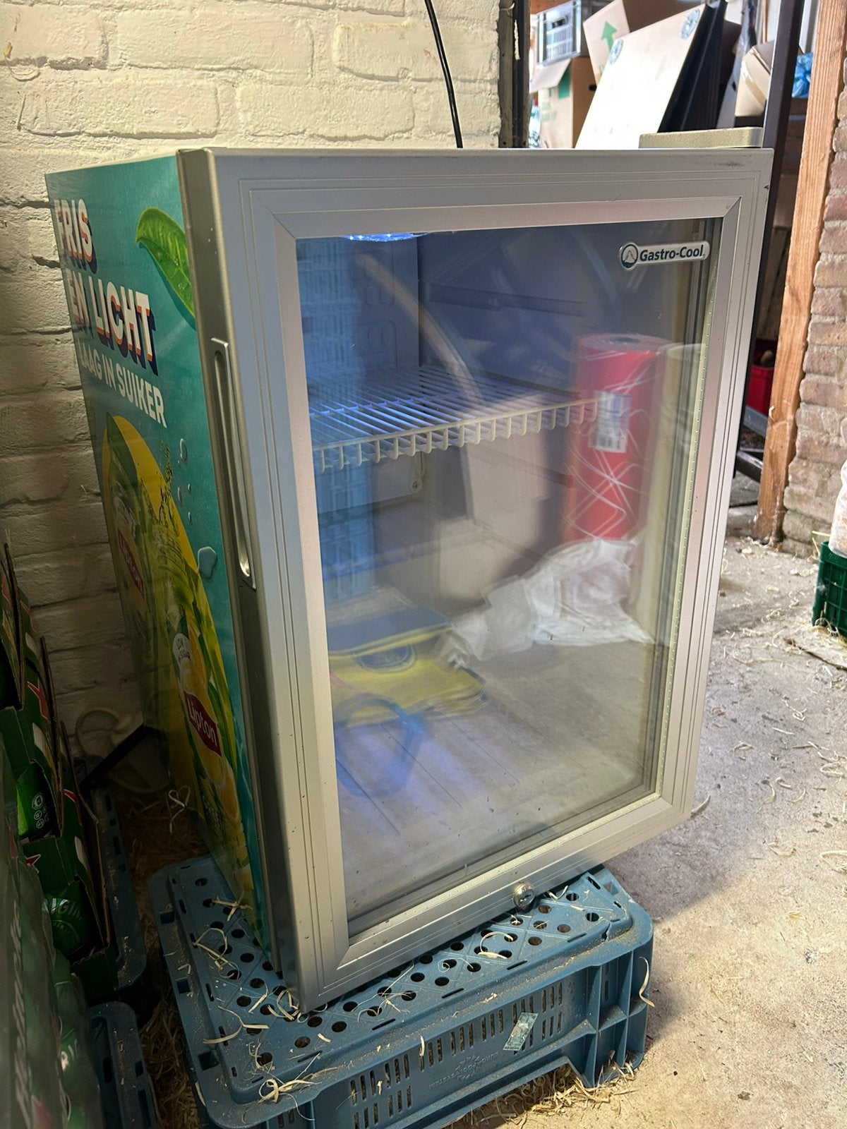 Lipton glasdeur koelkast tafelmodel!, Witgoed en Apparatuur, Ophalen, Zo goed als nieuw, Zonder vriesvak