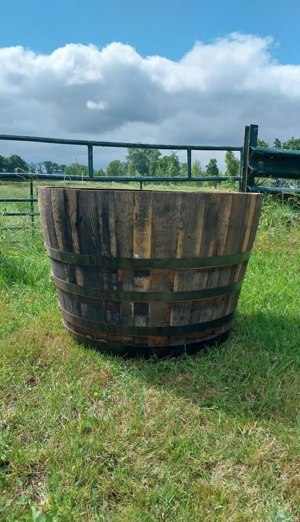 Zeer Grote Eiken Bloembak Rumvat 250 liter op=op!, Ophalen, Rond, Nieuw, Balkon