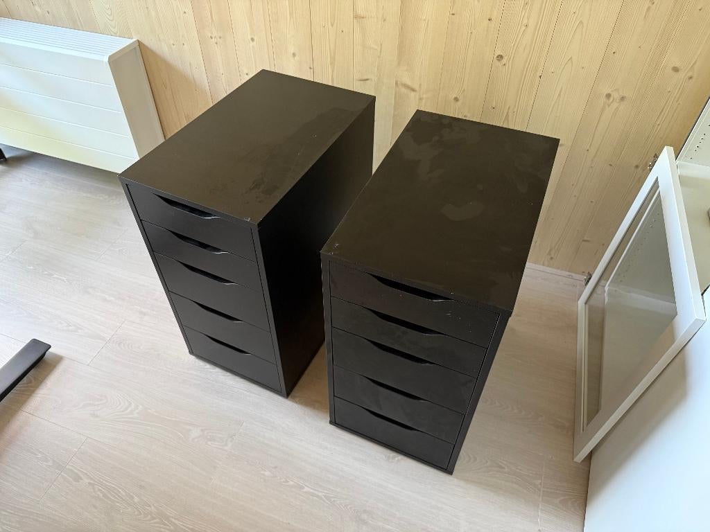 2x Ikea Alex Ladeblok (zwart-bruin 36x70cm), Minder dan 50 cm, Gebruikt, 5 laden of meer, Minder dan 100 cm
