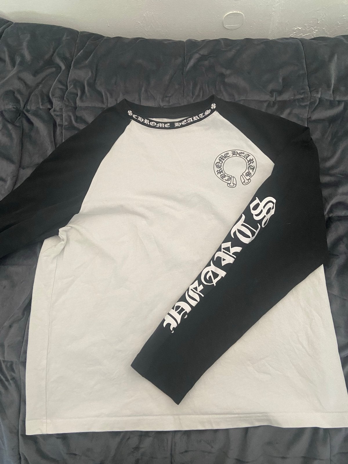 Chrome Hearts Raglan T-shirt Zwart/Wit Maat L, Kleding | Heren, Ophalen of Verzenden, Zo goed als nieuw, Maat 52/54 (L), Zwart