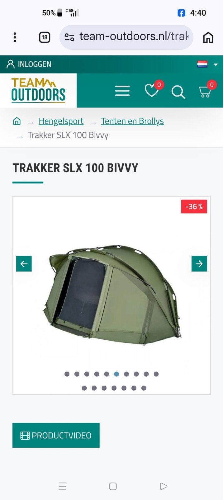 Trakker SLX 100 Bivvy - Compacte en Robuuste Karpertent, Ophalen, Nieuw