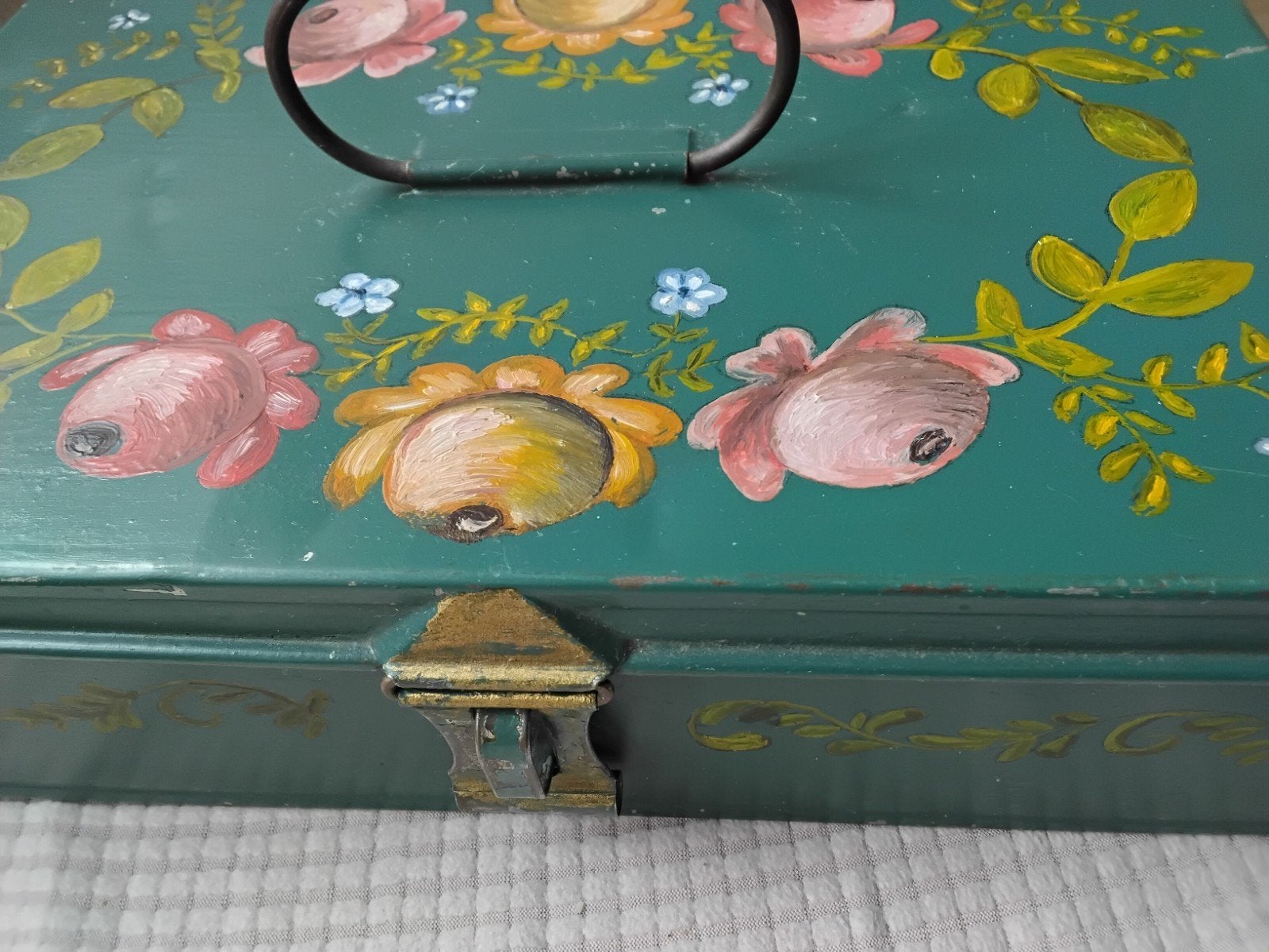 Antieke kist metaal, Huis en Inrichting, Minder dan 50 cm, Gebruikt, 50 tot 100 cm, Ophalen of Verzenden