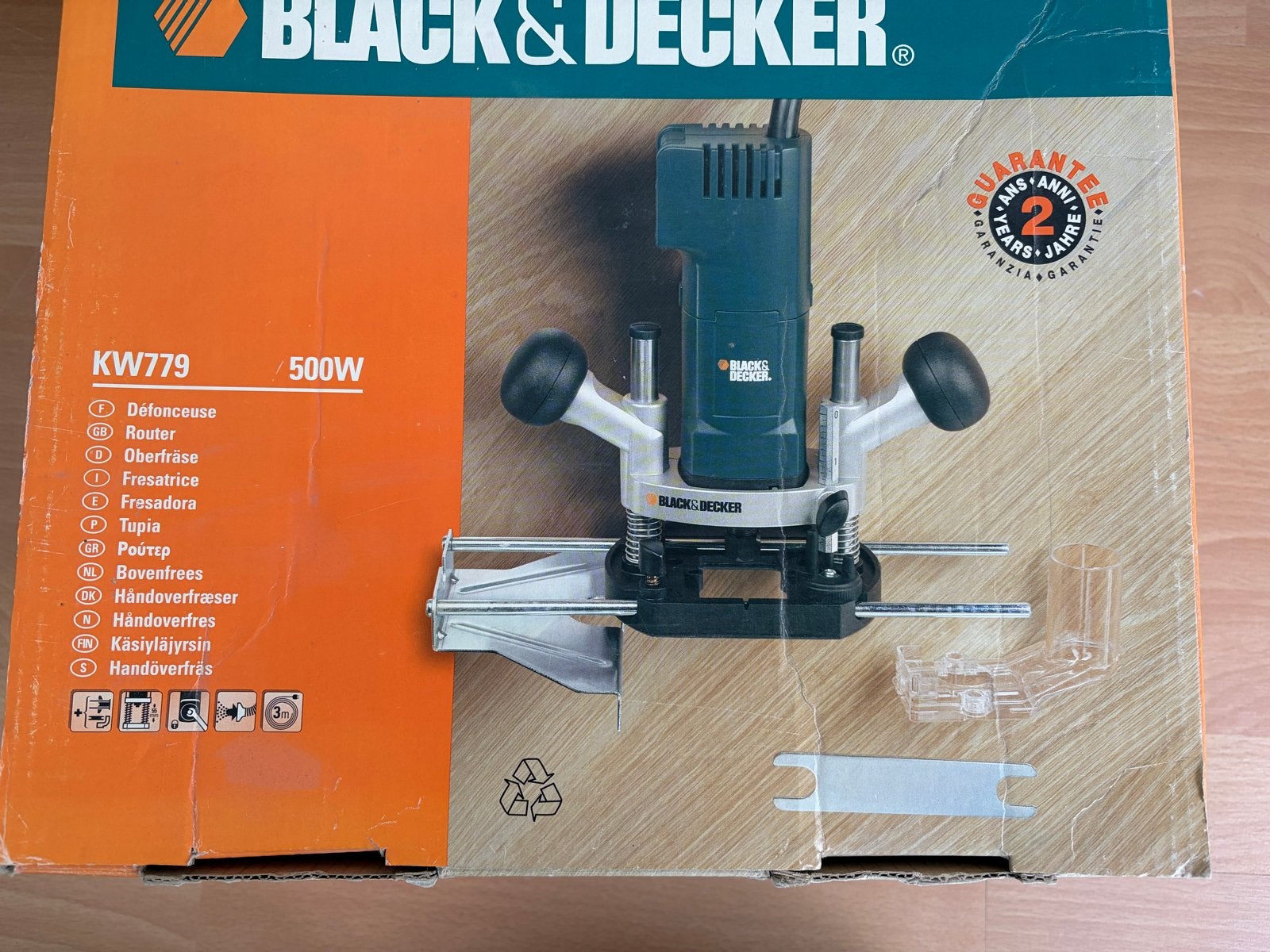 Black & Decker KW779 Bovenfrees 500W met frezenset, Ophalen of Verzenden, Gebruikt, Elektrisch, Bovenfrees