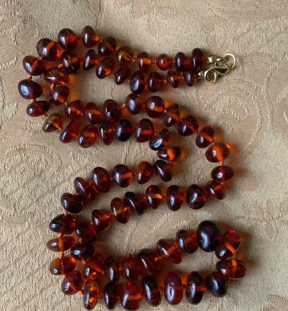 Antieke halsketting van Baltisch barnsteen en zilver, Ophalen of Verzenden, Overige materialen, Ketting, Met edelsteen
