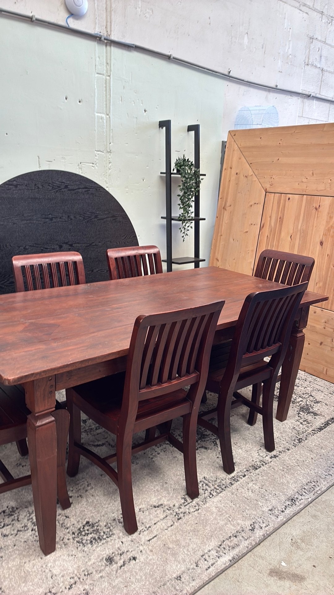 Houten eetkamer Tafel met 6 stoelen, Ophalen, Gebruikt, Geen idee, Klassiek