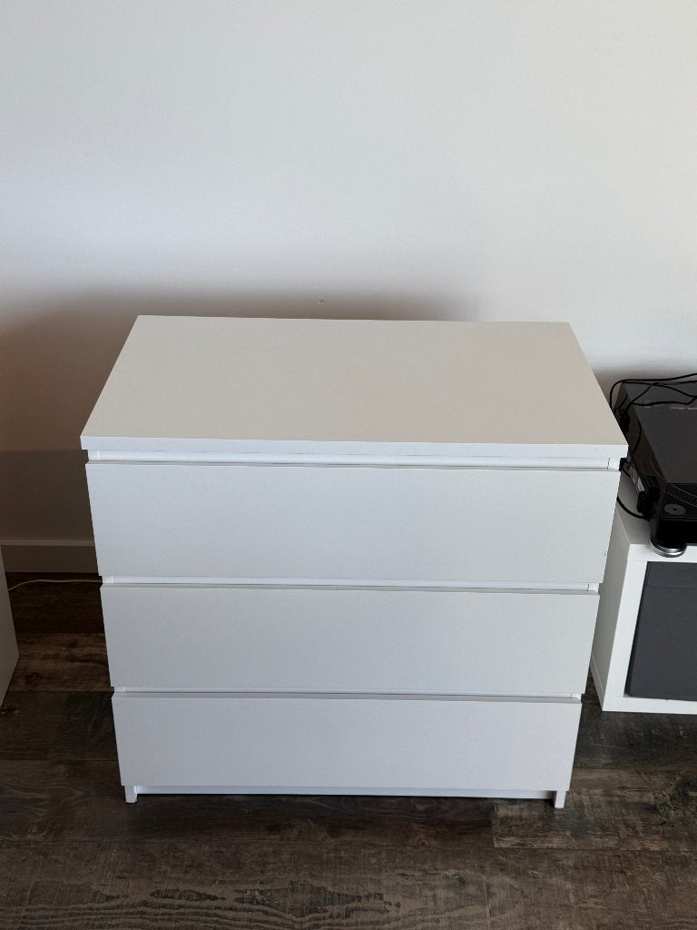 IKEA MALM ladekast 3 laden – wit, Huis en Inrichting, Ophalen, Gebruikt, Modern, Scandinavisch, 50 tot 100 cm