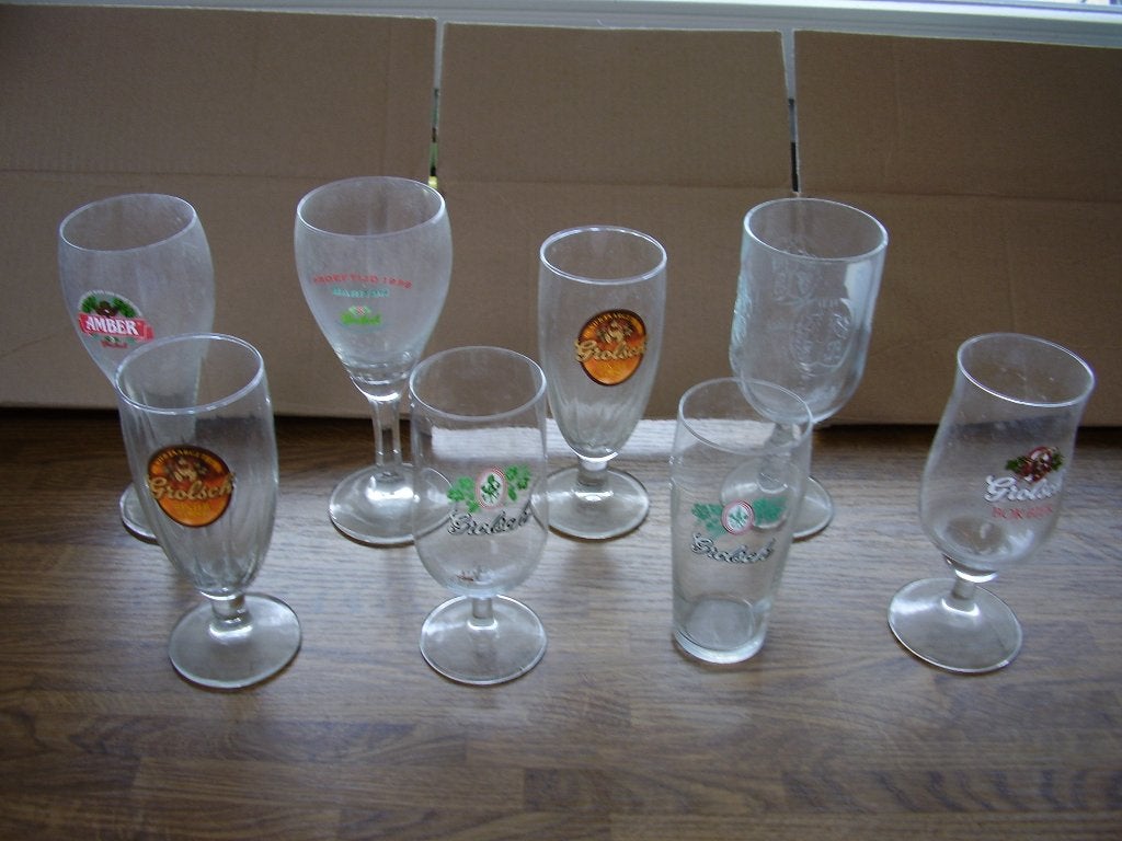 5 glazen Grolsch, Verzamelen, Biermerken, Verzenden, Zo goed als nieuw, Glas of Glazen, Grolsch