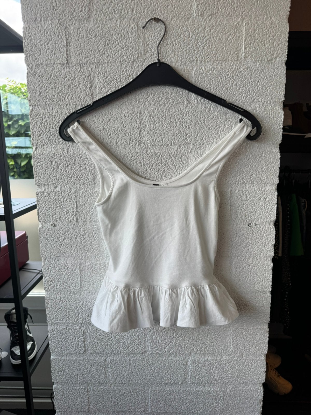 H&M top peplum maat M wit, Maat 38/40 (M), Wit, Ophalen of Verzenden, Zo goed als nieuw