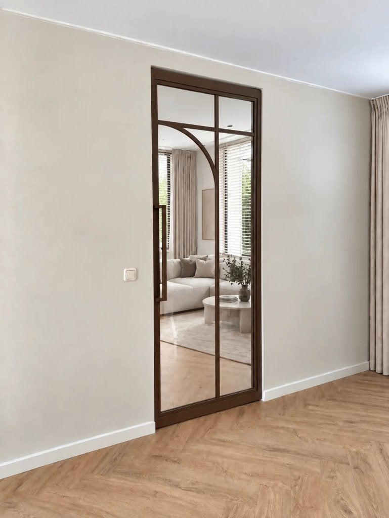 Uit voorraad Stalen Taatsdeur met Glas - Zwart of Brons, 80 tot 100 cm, 215 cm of meer, Binnendeur, Nieuw