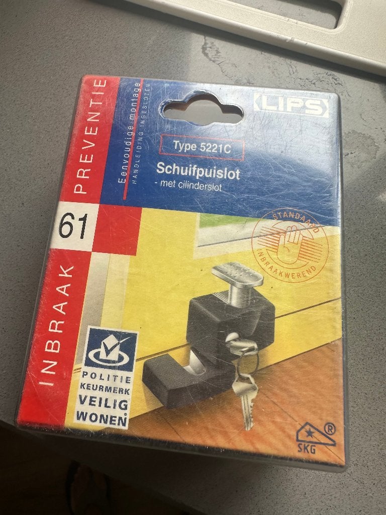 Lips schuifpuislot met cilinder 5221C, Ophalen, Nieuw, IJzer, Slot