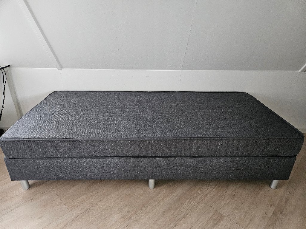 Boxspring met hoofdboard, Ophalen, 90 cm, Eenpersoons, Zo goed als nieuw