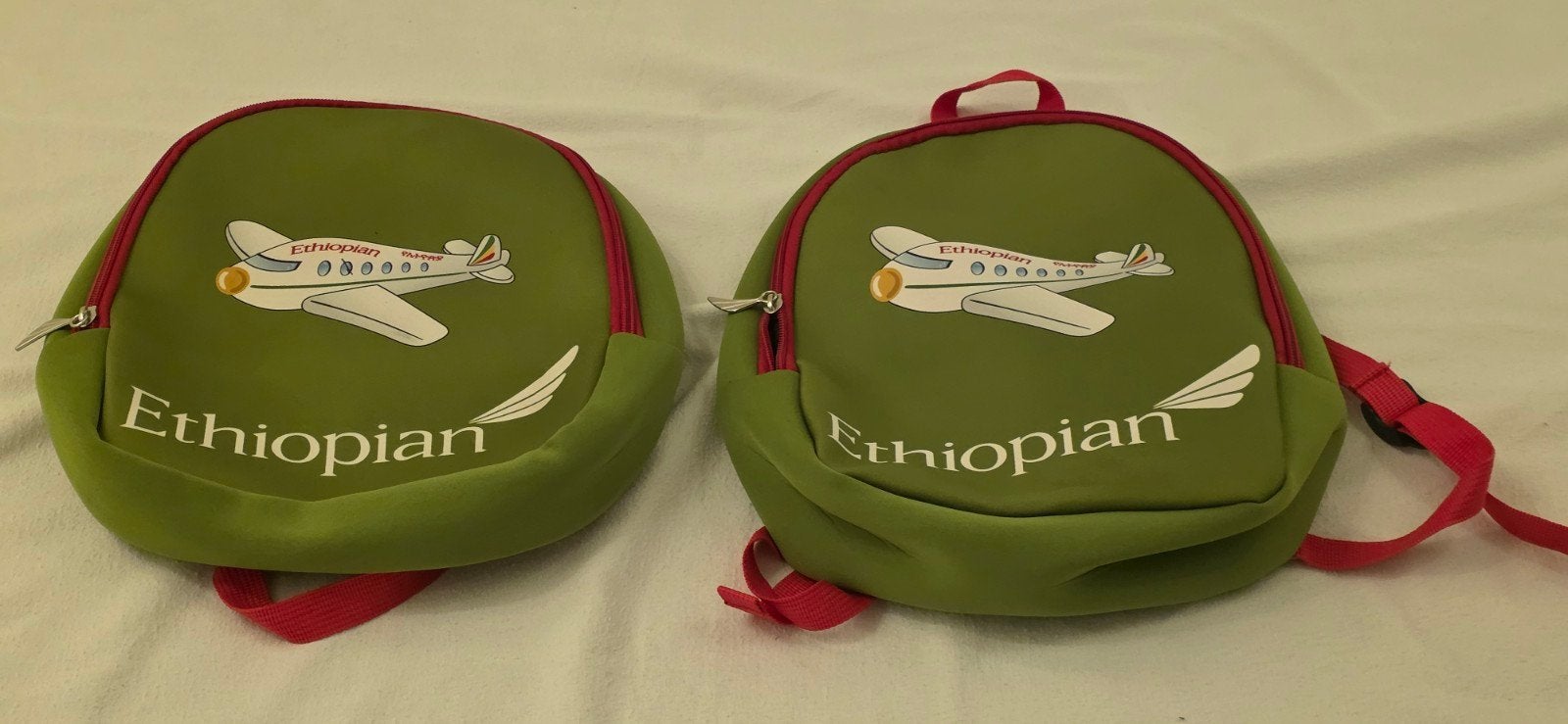 2x Ethiopian Airlines kinderrugzakjes - Zo goed als nieuw, Minder dan 30 cm, Ophalen, Overige merken, Minder dan 25 cm