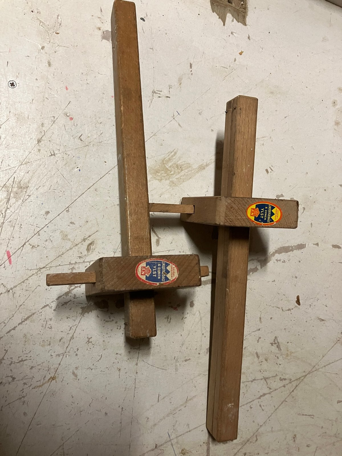 Vintage houten kruishout- 2 stuks, Ophalen of Verzenden