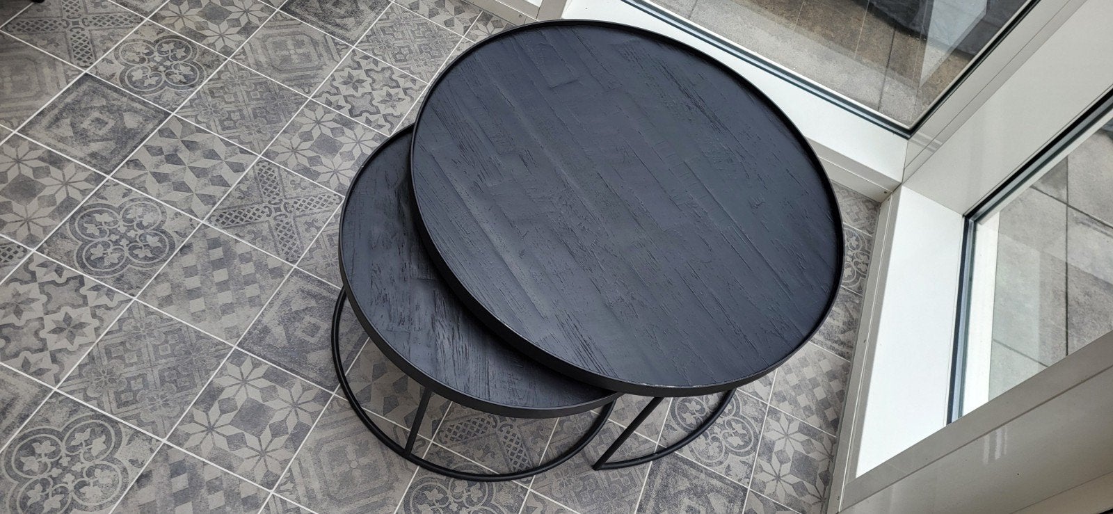DTP Home salontafel Mercurius - gerecycled teak zwart, Ophalen, 50 tot 100 cm, Industrieel, robuust, landelijk, 50 tot 100 cm