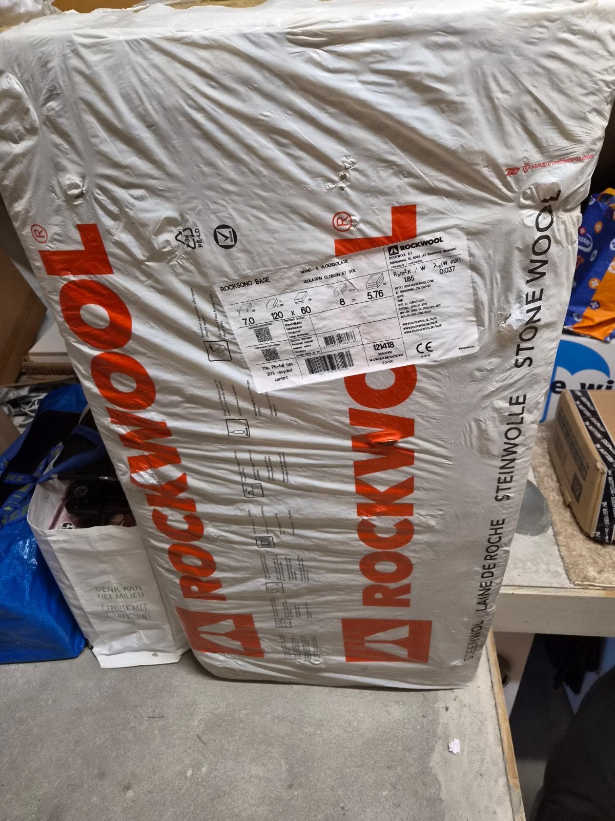 Rockwool steenwol isolatie 120x60x7cm, Ophalen, 4 tot 8 cm, Nieuw, Steenwol