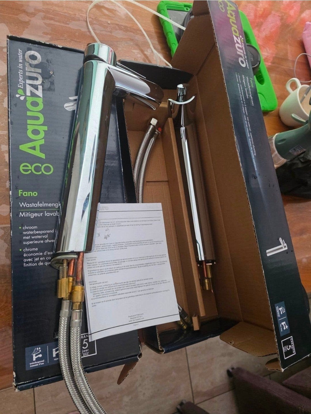 Aquazuro Eco Fano Wastafelmengkraan Chroom, Ophalen of Verzenden, Nieuw, Chroom, Kraan