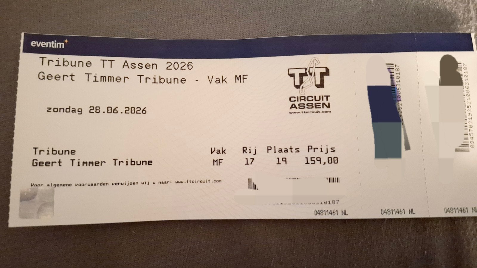 TT Assen ticket zondag 28 juni, Eén persoon